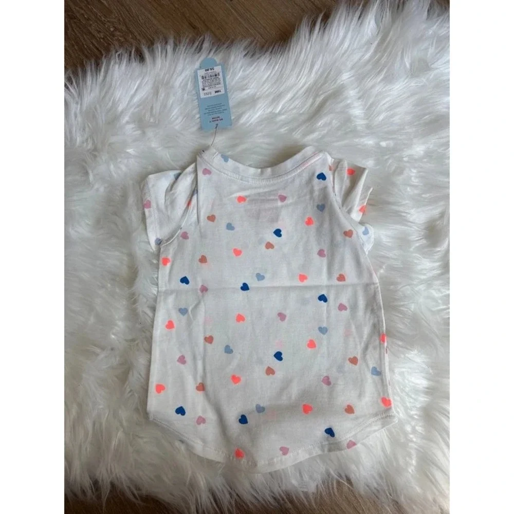 Cat & Jack Heart Print T-Shirt Toddler 18M White NWT - Picture 2 of 2